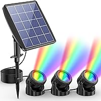 POPOSOAP Solar Pond Lights, RGB LED Pond Lights Waterproof IP68, 2200mAh Battery Underwater Solar Light with Two Modes Options for Pond Fountain Pool Garden Decoration(3 Headlamp)