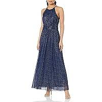 Women's Mesh Halter Maxi with Ruched Waistband Event Guest of Occasion Garden Party