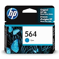 HP 564 Cyan Ink Cartridge | Works with DeskJet 3500; OfficeJet 4620; PhotoSmart B8550, C6300, D5400, D7560, 5510, 5520, 6510, 6520, 7510, 7520, Plus, Premium, eStation Series | CB318WN