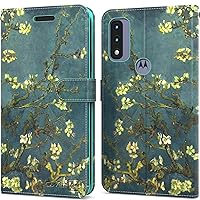 CoverON Wallet Pouch Designed for Motorola Moto G Pure Case, RFID Blocking Flip Folio Stand PU Leather Phone Cover - Almond Blossom