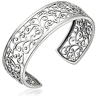 Amazon Collection Sterling Silver Filigree Open Cuff Bracelet