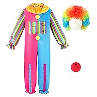 ReliBeauty Clown Costume for Kids Boys and Girls Circus Costume Toddler with Wig