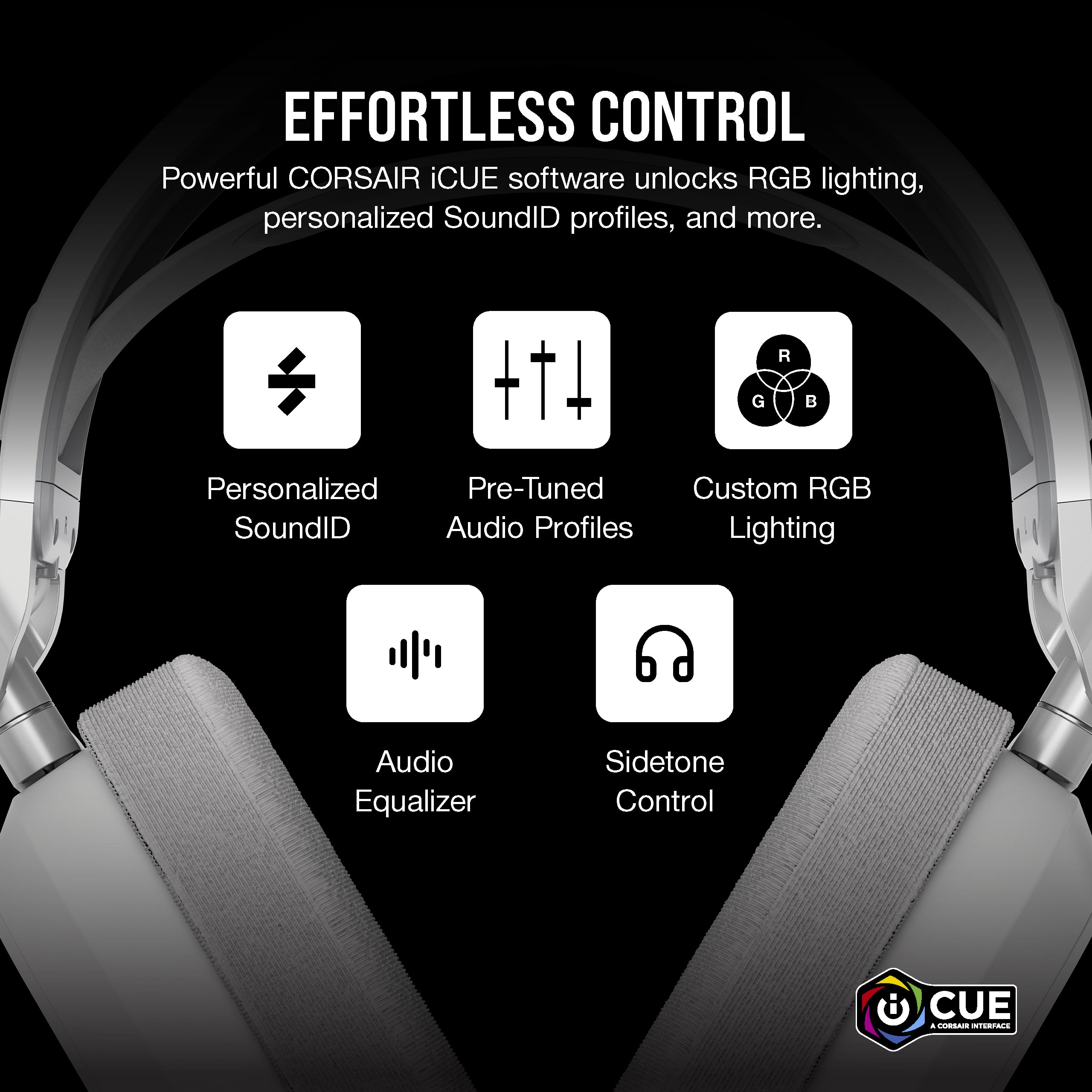Corsair HS80 MAX Wireless Multiplatform Gaming Headset with Bluetooth - Dolby Atmos - Broadcast Quality Microphone - iCUE Compatible - PC, Mac, PS5, PS4, Mobile - White