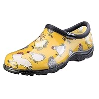 Sloggers Original Waterproof Rain and Garden Shoe for Women– Outdoor Slip-On Garden Clog - Made in The USA with Premium Comfort Insole and Arch Support -Chickens Daffodil Yellow, Size 10