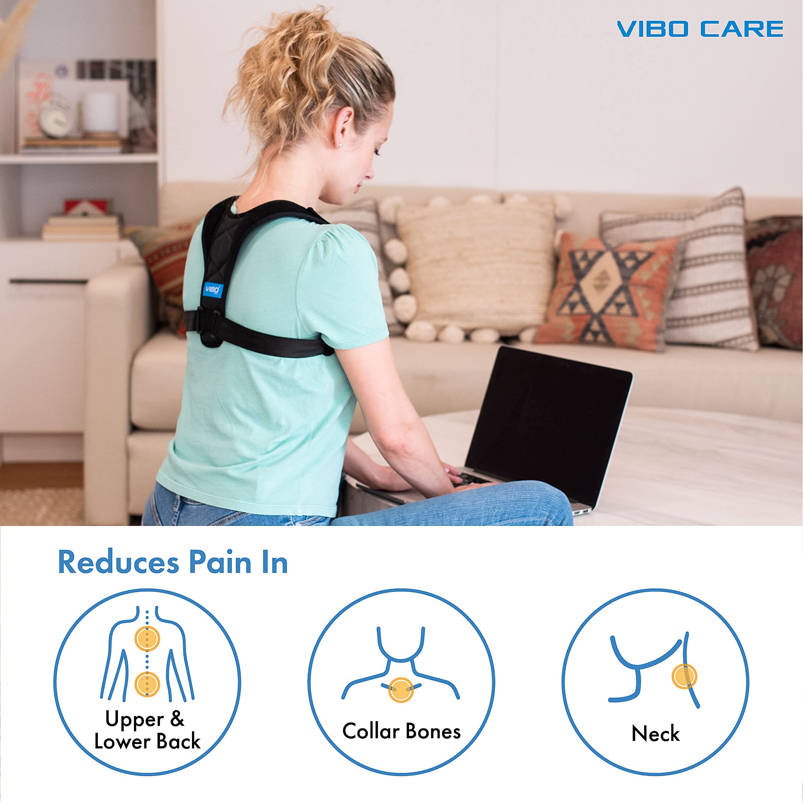 Posture Corrector for Men and Women - Back Brace for Posture - Upper Back Straightener Brace, Clavicle Support Adjustable Device for Thoracic Kyphosis & Shoulder - Neck Pain Relief (Fits Chest Size 35