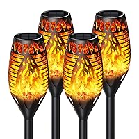 4 Pack Solar Lights Outdoor, 26'' Tall ＆ Larger Size Solar Torches with Flickering Flame Waterproof, LED Solar Garden Lights, Solar Powered Outdoor Lights for Garden, Patio, Yard, Pathway