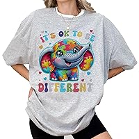 Rocketcoon Apparel Cute Elephant Autism Awareness Its Ok to Be Different Kids T-Shirt Multi