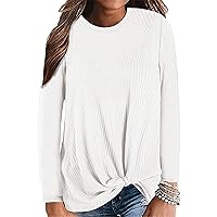 Andongnywell Women's Casual Long Sleeves Knot Twist Knit Blouse Top Blouses Twists Knot Tunic Tops Blouses