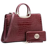 Womens Handbag Top Handle Shoulder Bag Tote Satchel Purse Work Bag with Matching Wallet