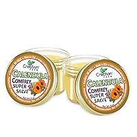 Calendula Comfrey Super Salve 8OZ- (2-4 oz Jars) Balm Soothes Baby Bottoms, Hand Cream for Dry Cracked skin, Tattoos and Beards Grown and Made in USA from Real Herbs