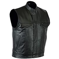 Mens Cosplay SOA Casual Motorcycle Outerwear Genuine Leather Summer Club Biker Real Leather Vest