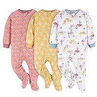 Gerber Baby Girl's Flame Resistant Fleece Footed Pajamas 3-Pack