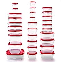 Rubbermaid 60-Piece Food Storage Containers with Lids, Microwave and Dishwasher Safe, Red Color, Ideal for Meal Prep and Pantry Storage