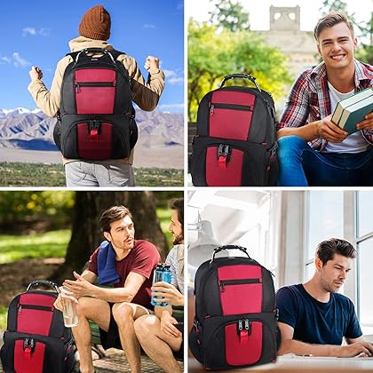 YOREPEK Travel Backpack, Extra Large 50L Laptop Backpacks for Men Women, Water Resistant College Backpack Airline Approved Business Bag with USB Charging Port Fits 17 Inch Computer, Bright Red