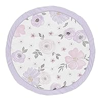 Sweet Jojo Designs Lavender Purple, Pink, Grey and White Shabby Chic Playmat Tummy Time Baby and Infant Play Mat for Watercolor Floral Collection - Rose Flower