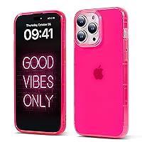 Neon Pink Case for iPhone 15 Pro w/Bumper Edge/Slim & Soft Transparent Phone Case Compatible with iPhone 15 Pro 6.1 Inch/Cute Flexible & Stylish Protective Cover (Hot Pink)