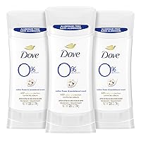 Dove 0% Aluminum Deodorant Stick Cotton Flower & Sandalwood 3 Count for 48-Hour Odor Protection Aluminum Free Deodorant 2.6 oz (3 Pack)