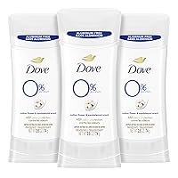 Dove 0% Aluminum Deodorant Stick Cotton Flower & Sandalwood 3 Count for 48-Hour Odor Protection Aluminum Free Deodorant 2.6 oz