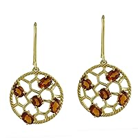 Stylish Citrine Natural Gemstone Oval Shape Drop Dangle Wedding Earrings 925 Sterling Silver Jewelry | Yellow Gold Plated