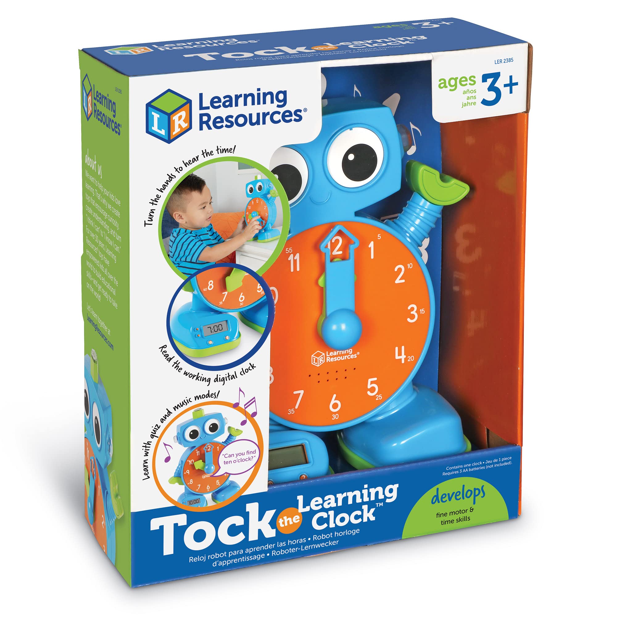 Learning Resources Tock The Learning Clock - 1 Piece, Ages 3+ Educational Talking & Teaching Clock, Toy Clock for Toddlers, Educational Toys for Kids