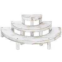MyGift 3 Tier Cupcake Stand Whitewashed Wood Semicircle Dessert and Appetizer Display Riser, 3-Piece Set