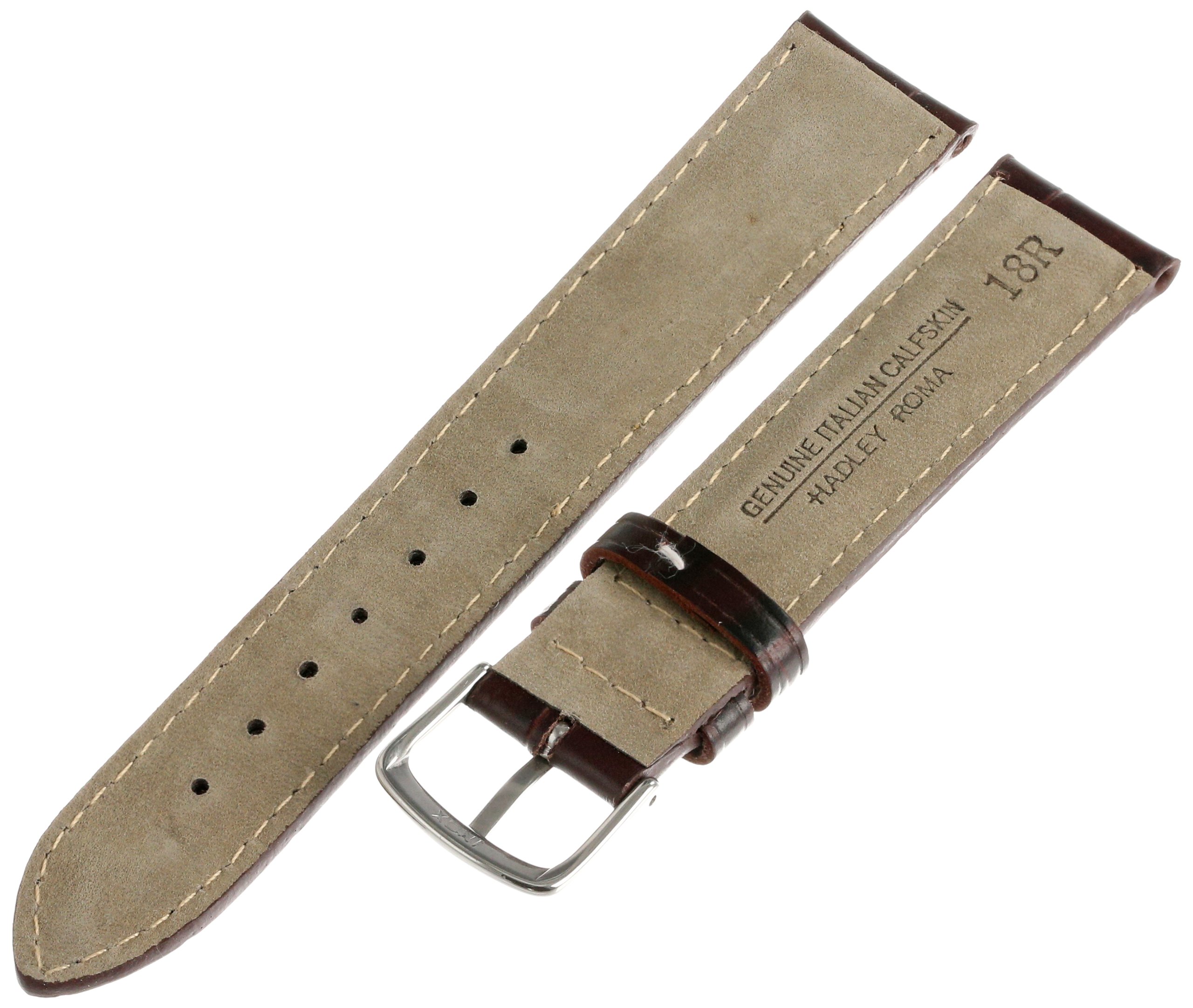 Hadley-Roma Men's MSM834RA-180 18-mm Black Genuine Italian Calfskin Leather Watch Strap
