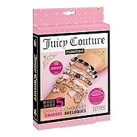 Juicy Couture Mini Chains and Charms - DIY Charm Bracelet Making Kit - Friendship Bracelet Kit with Charms, Beads & Cords - Arts & Crafts Bead Kit for Girls - Make 5 Bracelets