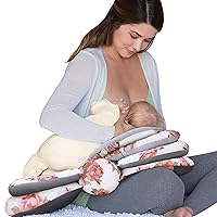 Infantino Elevate Adjustable Nursing and Breastfeeding Pillow - with multiple angle-altering layers Polyester for proper positioning to aid in feeding even as your baby grows, floral