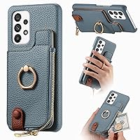 Cellphone Flip Case Compatible with Samsung Galaxy A53 Wallet Case with Card Holders, Premium Leather & PC Back Plate, Kickstand Protection Case Protective Case (Color : Blue)