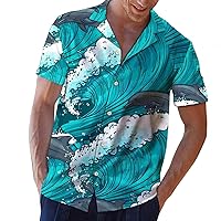 Mens Hawaiian Flower Printed Graphic T Shirts Casual Novelty Summer Beach Aloha Tops Button Down Shirts Big and Tall
