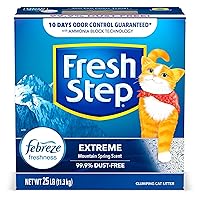 Fresh Step Extreme Scented Litter with the Power of Febreze, Clumping Cat Litter, Mountain Spring, 25 Pounds, Packaging May Vary