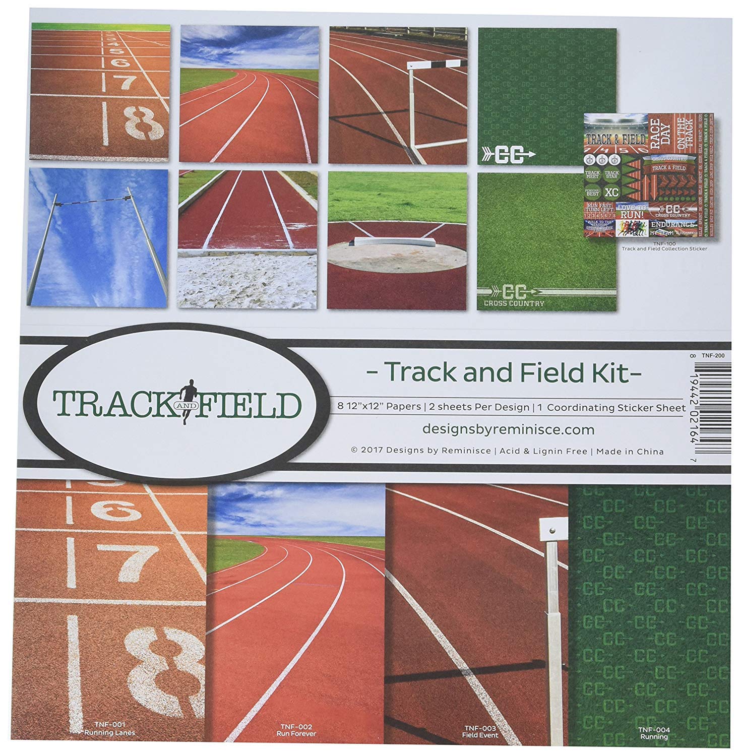 Reminisce Track and Field Collection Scrapbook Kit, Track & Field, 12x12 inches