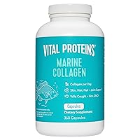 Vital Proteins Marine Collagen Peptides Capsule Supplement for Skin Hair Nail Joint - Hydrolyzed Collagen, Non-GMO Project Verified (360 Capsules)