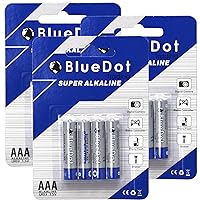 BlueDot Trading AAA Alkaline 1.5v Batteries Long Lasting, All-Purpose Battery for Popular Gadgets, Household and Business, Easy to Open Packs, 12 Count