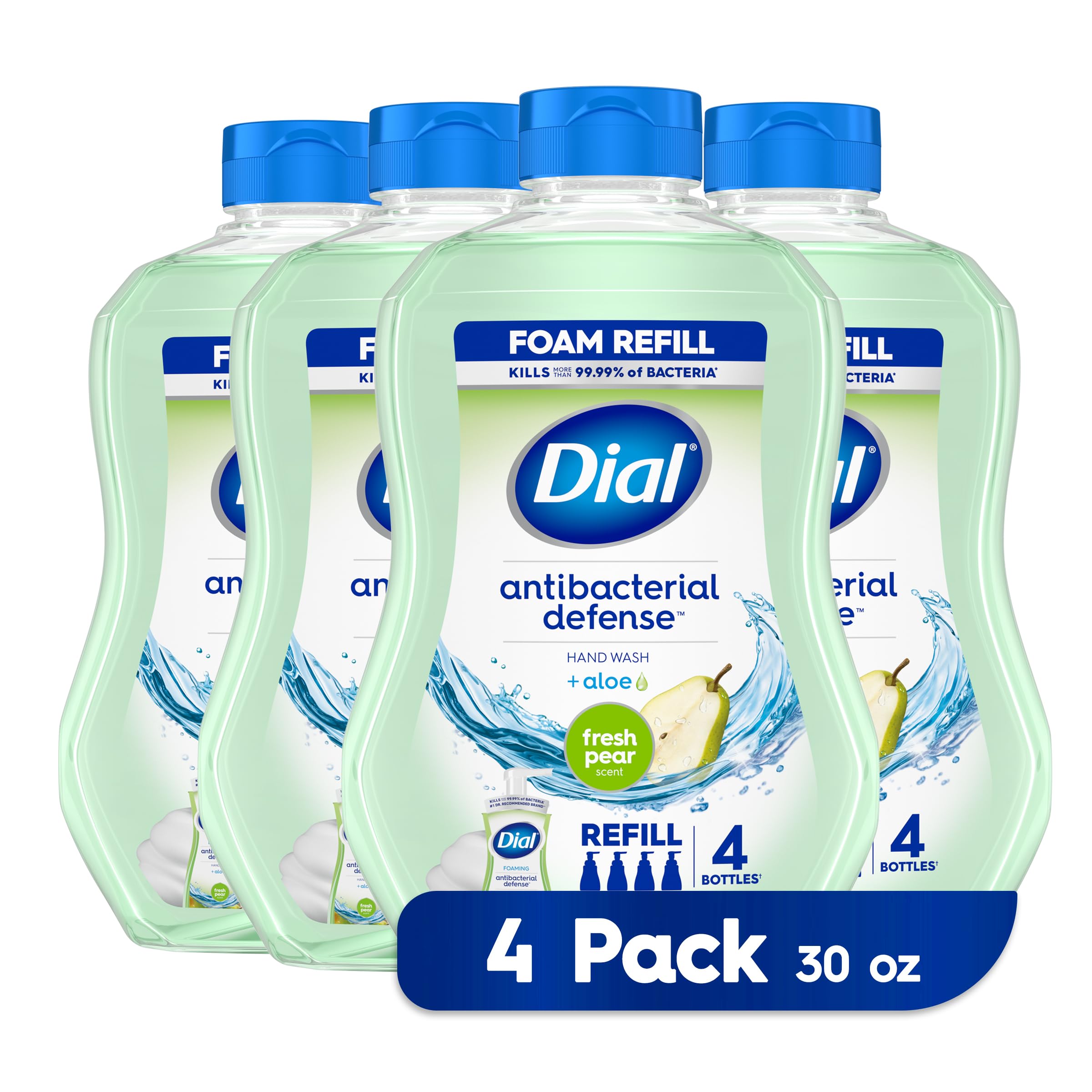 Dial Antibacterial Foaming Hand Wash Refill, Fresh Pear, 30 Ounce Pack of 4