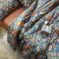 Eikei Home Damask Medallion Luxury Duvet Quilt Cover Boho Paisley Print Bedding Set 400 Thread Count Egyptian Cotton Sateen Vibrant Bohemian Pattern (3pcs,Queen, Spanish Tile)