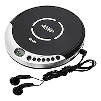 Jensen CD Portable Personal CD Player with 60 Seconds Anti-Skip Protection, FM Radio & Bass Boost + Stereo Earbuds - Black