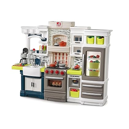 Step2 Elegant Edge Kitchen Set for Kids – Includes 70+ Toy Kitchen Accessories, Interactive Features for Realistic Pretend Play – Upscale Indoor/Outdoor Toddler Playset – Dimensions 50