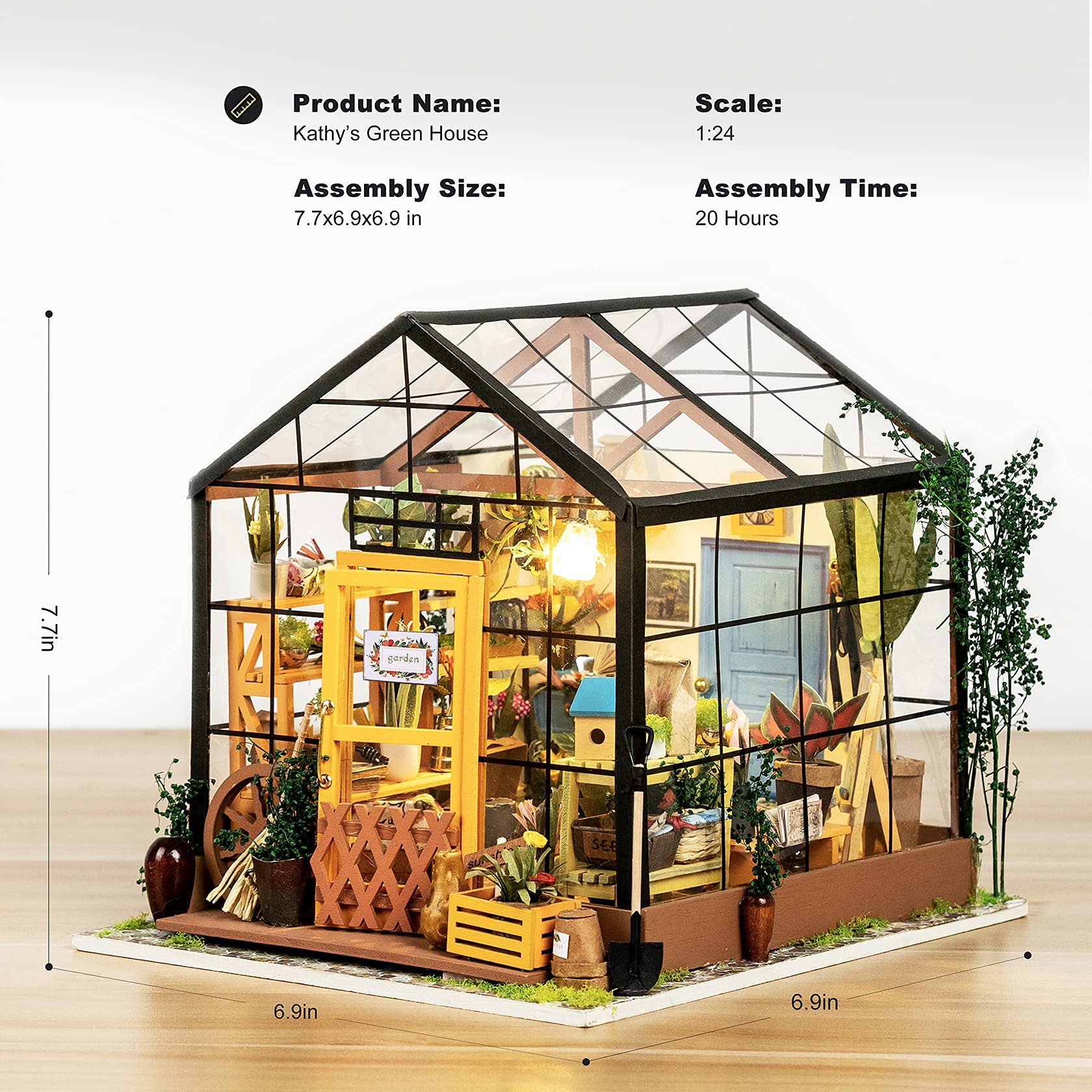 Rolife DIY Miniature Dollhouse Craft Model Kit for Adults to Build Simon's Coffee & Cathy's Greenhouse