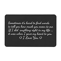 Dreambell Anodized Aluminum Black I Love You Words to Tell Personalized Text Engrave Metal Wallet Mini Love Insert Gift Note Card