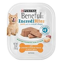 IncrediBites Pate Wet Dog Food for Small Dogs with Chicken and Bacon Flavor in a Savory Gravy - (Pack of 12) 3.5 oz. Cans