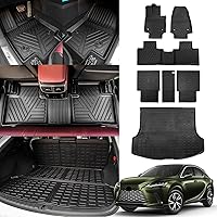 Floor Mats Compatible with 2023-2024 Lexus RX350 RX350H RX500H Trunk Mat Cargo Liner All Weather Back Seat Cover Protector 2023 RX350 Accessories (2023-2024,Trunk Mat+Backrest Mat+Floor Mats)