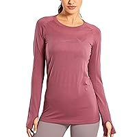 CRZ YOGA Women's Seamless Long Sleeve Running Top Gym Sports Workout Casual T-Shirts with Thumb Holes