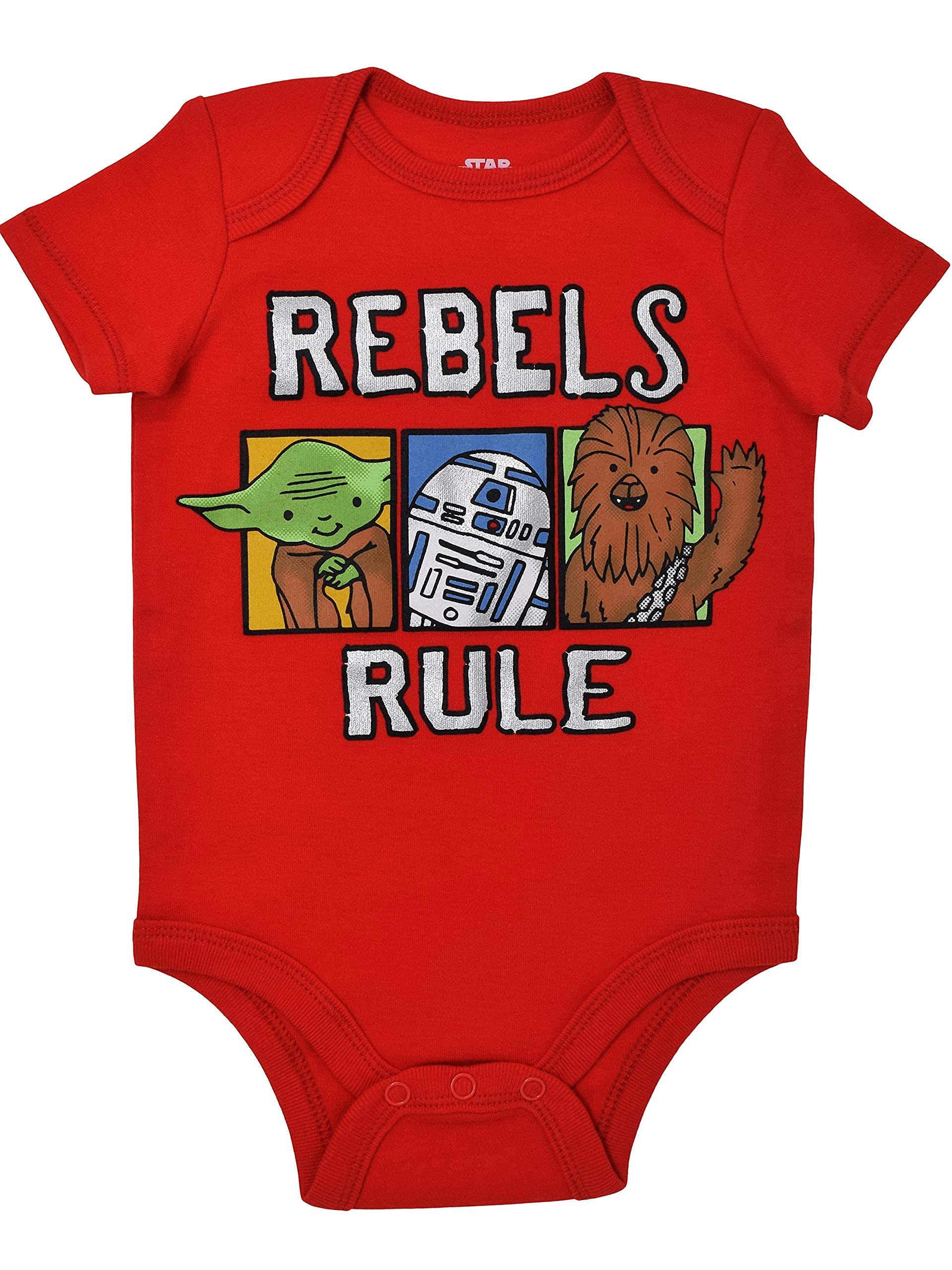 STAR WARS Chewbacca C-3PO R2-D2 Darth Vader Yoda 5 Pack Short Sleeve Bodysuits Newborn to Infant