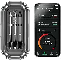 CHEF iQ Sense Smart Wireless Meat Thermometer with 3 Ultra-Thin Probes, Unlimited Range Bluetooth Meat Thermometer, Digital Food Thermometer for Remote Monitoring of BBQ Grill, Oven