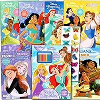 Disney Princess Coloring Book Activity Deluxe Bundle Set for Kids Featuring Disney Princess, Cinderella, Rapunzel, Ariel, Belle and More