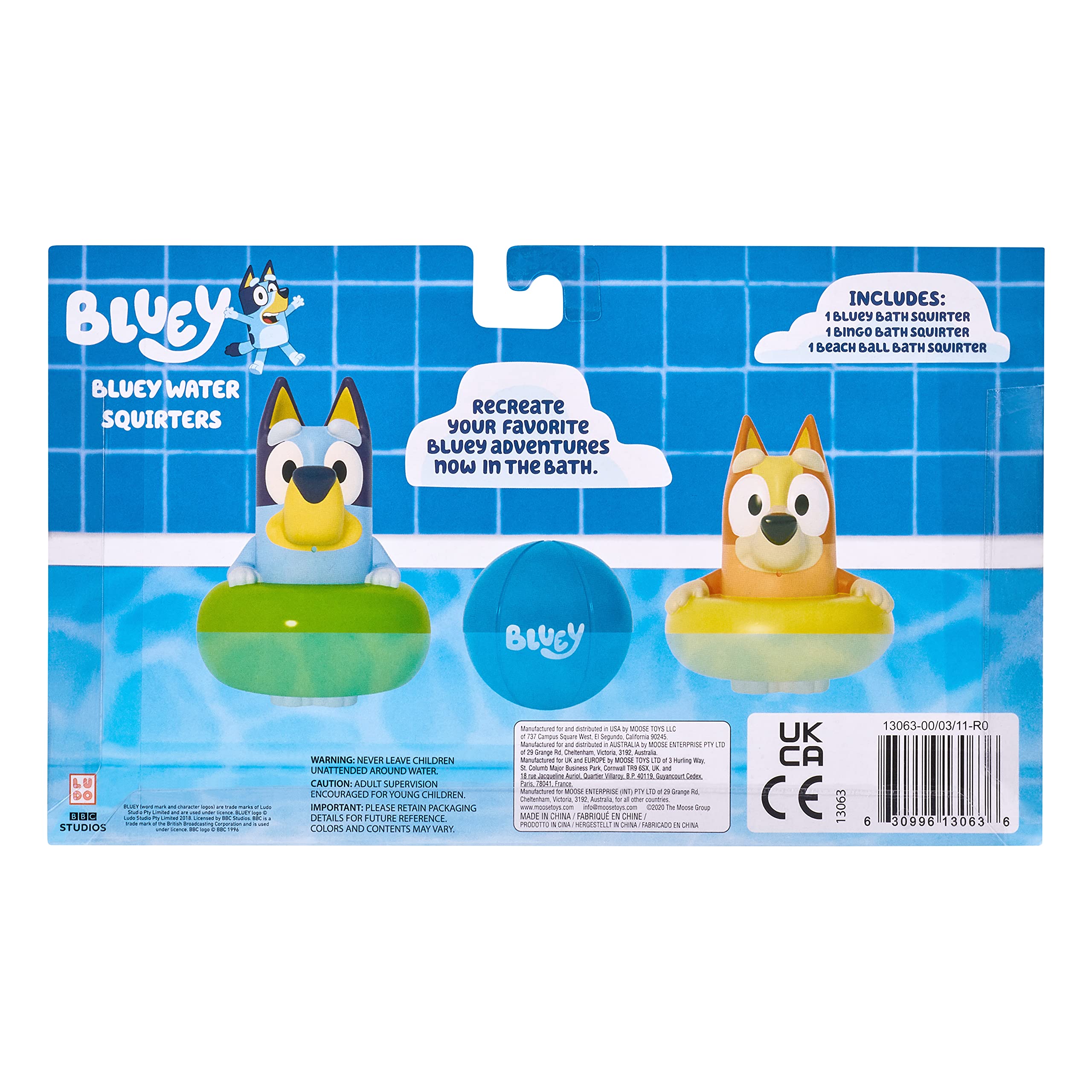 Bluey Bath Squirters 3-Pack, Multicolor, Small