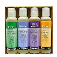 Plantlife Massage Oil 4-Pack - Absorbs Deeply into The Skin and is Circulated Throughout, Providing Optimum Benefit to The Mind and Body - Made in California 4 oz