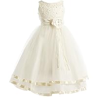 5 Colors Communion Flower Girl Pageant Illusion Ribbon Tulle Dress 2-16