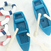 FUNSHOWCASE 2 Vintage Fishing Boat with Oars and 4 Boat Life Rings Swim Rings Miniature Fairy Garden, Aquarium Terrariums Miniature Gardens Doll House Cake Topper Decoration